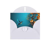 White WHJSHOP Sprinting kingfisher Prints Greeting Card - High-End Pearlescent Paper Double Sided Pearl Effect Love Buckle Pearl Paper Envelope