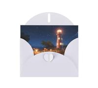 White WHJSHOP Starfish Lighthouse Beach Prints Greeting Card - High-End Pearlescent Paper Double Sided Pearl Effect Love Buckle Pearl Paper Envelope
