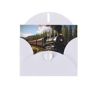 White WHJSHOP Steam Train Prints Greeting Card - High-End Pearlescent Paper Double Sided Pearl Effect Love Buckle Pearl Paper Envelope
