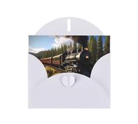 White WHJSHOP Steam Train Prints Greeting Card - High-End Pearlescent Paper Double Sided Pearl Effect Love Buckle Pearl Paper Envelope