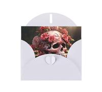 White WHJSHOP Sugar Horror Skull Flowers Rose Prints Greeting Card - High-End Pearlescent Paper Double Sided Pearl Effect Love Buckle Pearl Paper Envelope