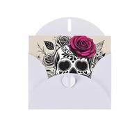 White WHJSHOP Sugar Horror Skull Flowers Rose Prints Greeting Card - High-End Pearlescent Paper Double Sided Pearl Effect Love Buckle Pearl Paper Envelope