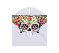 White WHJSHOP Sugar Skull Print Prints Greeting Card - High-End Pearlescent Paper Double Sided Pearl Effect Love Buckle Pearl Paper Envelope