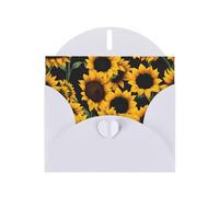 White WHJSHOP Sunflower on Black B Prints Greeting Card - High-End Pearlescent Paper Double Sided Pearl Effect Love Buckle Pearl Paper Envelope
