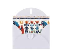 White WHJSHOP Swedish Dala Horse Folk Prints Greeting Card - High-End Pearlescent Paper Double Sided Pearl Effect Love Buckle Pearl Paper Envelope
