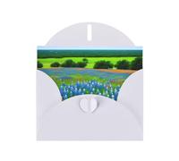 White WHJSHOP Texas Bluebonnets Scenery Prints Greeting Card - High-End Pearlescent Paper Double Sided Pearl Effect Love Buckle Pearl Paper Envelope