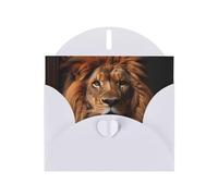 White WHJSHOP The Lion's Gaze Prints Greeting Card - High-End Pearlescent Paper Double Sided Pearl Effect Love Buckle Pearl Paper Envelope