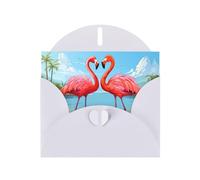White WHJSHOP Two flamingos Prints Greeting Card - High-End Pearlescent Paper Double Sided Pearl Effect Love Buckle Pearl Paper Envelope