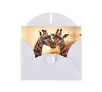 White WHJSHOP Two giraffes Prints Greeting Card - High-End Pearlescent Paper Double Sided Pearl Effect Love Buckle Pearl Paper Envelope