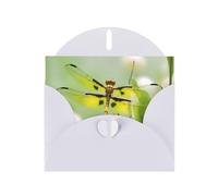 White WHJSHOP yellow dragonfly Prints Greeting Card - High-End Pearlescent Paper Double Sided Pearl Effect Love Buckle Pearl Paper Envelope
