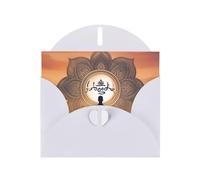 White WHJSHOP Yoga Meditation Prints Greeting Card - High-End Pearlescent Paper Double Sided Pearl Effect Love Buckle Pearl Paper Envelope