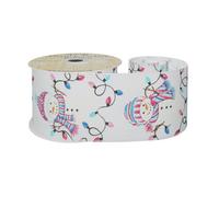 White Wi Ribbon With Snowman And Lights 63mm X 10 Yards - Red