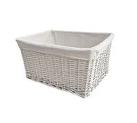 WHITE WIDER BIG WICKER STORAGE KITCHEN TOY LOG HAMPER BASKET. FGS2 Medium: 39x27x23cm
