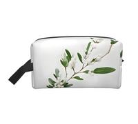 White Wild Green Twig Print Travel Toiletry Bag,Makeup Bag,Cosmetic Bag,Hanging Tolietry Bag for Women Men,Gym Daily