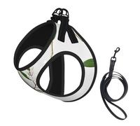 White Wild Green Twig Printing Dog Summer Harness With Leash Set,Adjustable And Reflective Step-In Puppy Pet Vest Harnesses