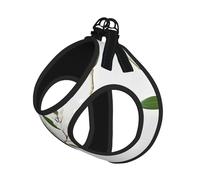 White Wild Green Twig Printing Dog Summer Harness With Leash Set,Adjustable And Reflective Step-In Puppy Pet Vest Harnesses
