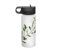 White Wild Green Twig Printing The Print 18 Oz Stainless Steel Sports Insulated Kettle With Lid For Adult Men Women