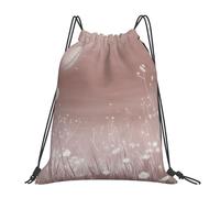 White Wildflowers On A Pink Background Drawstring Bag Lightweight String Backpack Durable Swimming Bag For Hiking Storage Party 36X42Cm