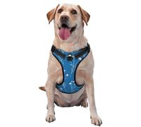 White Wildflowers On Blue No Pull Dog Harness Adjustable Reflective Oxford Easy Control Medium Large Dog Harness