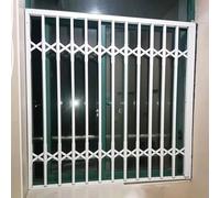 White Window Security Grilles & Bars,Aluminum Anti-Burglary Sliding Window Barriers with Lock, Sizes 50-210 Cm,for Basements/Office Buildings(W75xH200cm/30x80in)