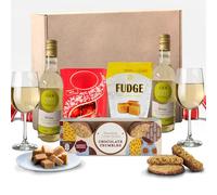 White Wine and Chocolate Gift Set - 2x 18.7ml Wine gifts - Border Biscuits - Chocolate truffles - Fudge Gift Set- Birthday Hampers for Women - Valentines Day - Mothers Day Chocolates Gifts Fathers