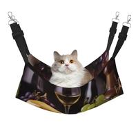 White Wine Cheese Cake Grapes Cat Hammock for Cage Hanging Soft Pet Hammock Bed with Adjustable Straps and Metal Hooks Reversible Double Sided Hanging Bed Soft Sleeping Hammock for Cats