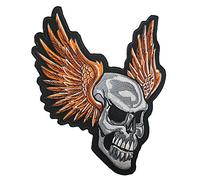 White Winged Skull Iron-on Patch Embroidery Motorcycle Golden Wings Biker Big