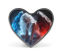 White Wings And Blue Flames Cute Heart Badge for Women Men Novelty Funny Brooches Pins for Shirts Bags Hats