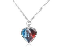 White Wings And Blue Flames Printed Pet Urn Necklace for Unisex Ashes Cremation Memorial Keepsake Pendant Jewelry