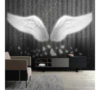 White Wings Butterfly Starlight Shaded Line 3D Wallpaper Silky Texture Home Study Office Grey Dining Room Sofa Bedroom Living Room TV Backdrop-250cm×170cm