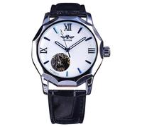 (white) Winner Blue Ocean Geometry Design Transparent Skeleton Dial Mens Watch Top Brand Luxury Automatic Fashion Mechanical Watch Clock