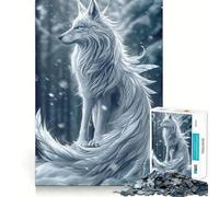 White Winter Wolf Jigsaw for Teenagers 1000 Pieces Mental Improve Play Uniform Size Precise Pieces Family Fun Night Activity (38x52cm)