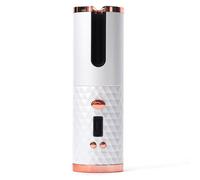 (White) Wireless Auto-Rotating Ceramic Hair Curling Wand