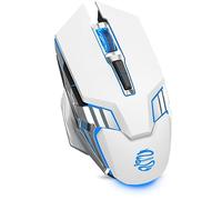 White Wireless Bluetooth Gaming Mouse with 3 Modes (BT5.0+BT3.0+2.4GHz) Rechargeable RGB Backlight Silent Mouse for Laptop PC Macbook iPad Tablet
