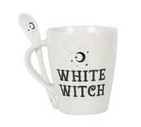 White Witch Enchanting Glass Mug & Spoon Set - 10 cm x 11.5 cm (1 Pc) - Perfect for Tea, Coffee & Spellbinding Moments