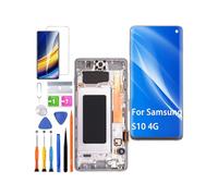 (White with Frame) Display for Samsung Galaxy S10 4G LCD Screen Replacement TFT G973F G973U G973W Display Screen Touch Digitizer Assembly Repair Parts Kit (Without Fingerprint, Not Curved Screen)