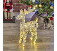 (White with Glitter) Light Up LED Christmas Reindeer Stags