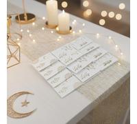 White with Gold Emboss Mini Eid Cards with Envelopes - Pack of 12 Elegant Eid Mubarak Greeting Cards for Ramadan & Eid Gift Messages