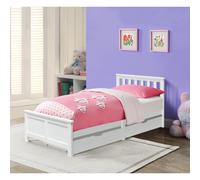(White, With Lucy Mattress) 3ft Wooden Bedframe With 2 Pull Out Drawers Caramel Grey Or White