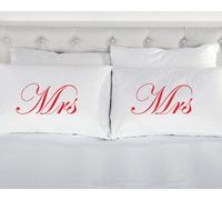 White with Red Mrs and Mrs Pillowcases 60 SECOND MAKEOVER White One Size