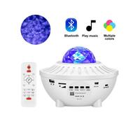 (White with Stripe) LED Starry Sky Projector Night Light Bluetooth Music Speaker Remote Galaxy Lamp