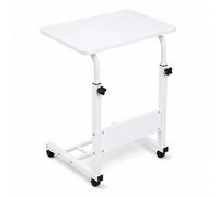 White With White Frame Adjustable Mobile Laptop Table With Wheels Portable Standing Desk Cart White