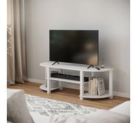 (White with White legs) Wide TV Unit Stand S-Tube Entertainment Centre Storage Shelf Living Room Cabinet