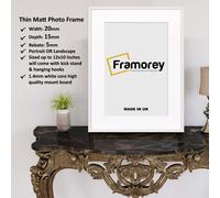(White With White Mount, 12x8" Pic (14x11" Frame)) Thin Matt White Picture Frame With Black Mount Modern Wall Art Photo Frames Home Décor Frames