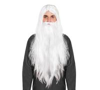 White Wizard Wig 220g Long Costume Hair for Adults | Halloween Fancy Dress Sorcerer, Magician & Elder Cosplay Accessory | Magical Role Play Party Outfit