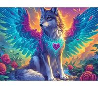 White Wolf 1000 Pc DIY Jigsaw Puzzle Vibrant Fantasy Animals Puzzles for Adults Teens Hard Challenging Team Building Stress Reducing Autumn High-grade Rigid Cardboard 1000 PCS/75x50cm