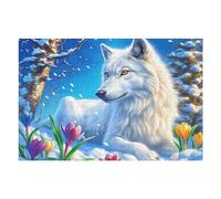 White Wolf 1000 Piece Jigsaw Puzzle for Adults Magical Cosmic Creatures Jigsaw Living Room Decor Highlight Brainteaser Perfect Holiday Present Relaxation Tool 1000 PCS