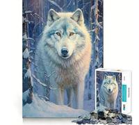 White Wolf 1000 Piece Jigsaw Puzzles for Teenagers Recall Fun Play Tight Interlock No Gaps Family Fun Night Activity (38x26cm)