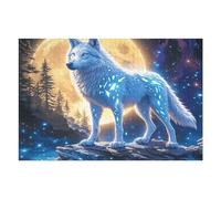 White Wolf 1000 Pieces Jigsaw Puzzles Animal Pet For Men Educational Decompression Adults Anxiety Memory Care Mothers Valentines Gift Eco Friendly Material 1000 PCS