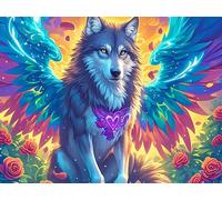 White Wolf 1000 Pieces Jigsaw Puzzles Vibrant Fantasy Animals For Men Educational Decompression Adults Anxiety Memory Care Mothers Valentines Gift Eco Friendly Material 1000 PCS/75x50cm